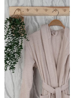 Baveno Home Unisex Premium Koleksiyon Pamuklu Kapüşonlu Bornoz