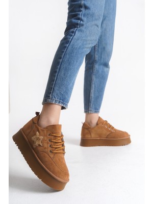 Limeo Kadın Halat Bağcıklı Süet Yıldız Detaylı Kalın Taban Bot & Bootie