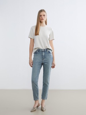 Lc Waikiki Yeni Sezon Beli Lastikli Mom Fit Kadın Jean Pantolon