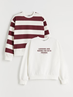 Lc Waikiki Yeni Sezon Bisiklet Yaka Kız Çocuk Kalın Sweatshirt 2'li