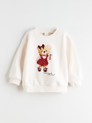 Lc Waikiki Yeni Sezon Ayı Teddy Baskılı Kız Çocuk Kalın Sweatshirt