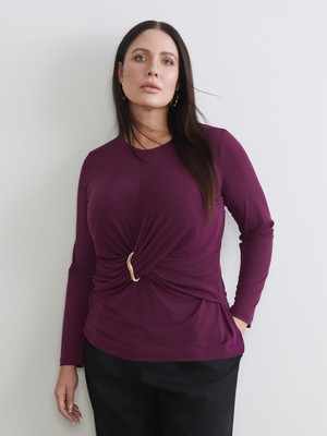 Lc Waikiki Yeni Sezon Büyük Beden Bisiklet Yaka Büzgülü Bluz