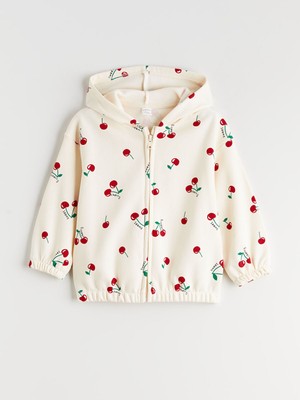 Lc Waikiki Yeni Sezon Kapüşonlu Baskılı Kız Çocuk Fermuarlı Sweatshirt