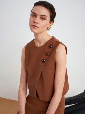 Dilvin 60601 Taş Aksesuarlı Top-Camel