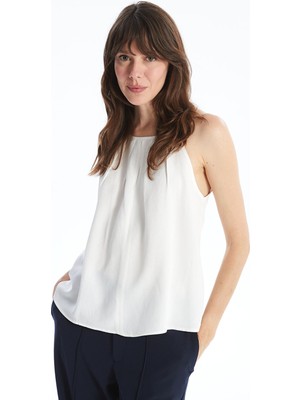 Lc Waikiki Yeni Sezon Halter Yaka Düz Keten Karışımlı Kadın Bluz