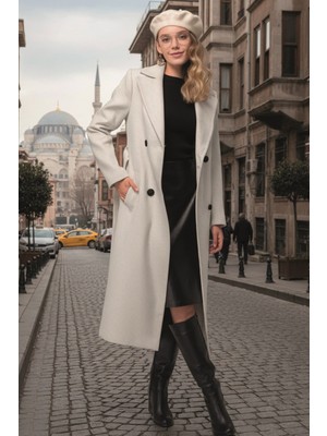 Barbora Ekru Kaşe Kadın Kaban