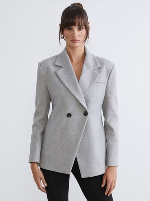 Lc Waikiki Yeni Sezon Kruvaze Yaka Kadın Kaşe Blazer Ceket