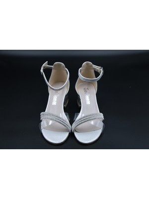 Ayakkabımood Taşlı Kız Çocuk 4 cm Topuklu Sandalet Abiye Ayakkabı