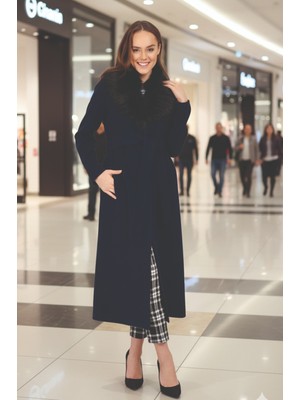 Barbora Kışlık Yakası Kürklü Kaşe Kaşmir Kaban