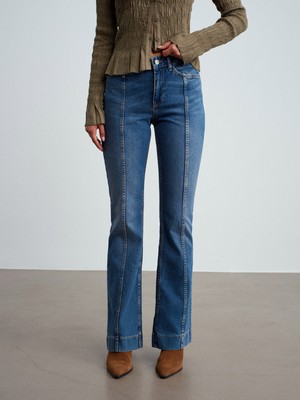 Dilvin 72086 Dikiş Detaylı Bootcut Jean-Tint