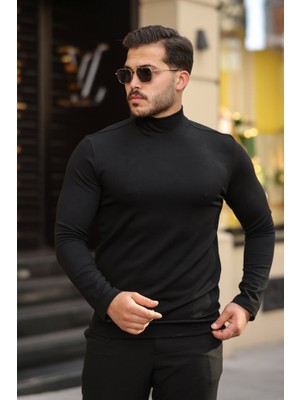 Martcini Erkek Balıkçı Yaka Modal Kumaş Esnek Kazak