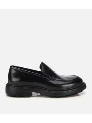 Hotiç Erkek Açma Deri Siyah Kalın Tabanlı Klasik Loafer