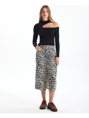 Lc Waikiki Yeni Sezon Standart Fit Leopar Desenli Kadın Jean Etek