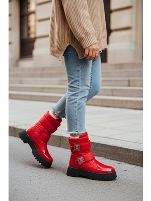 Zerenyus MİAX Paraşüt Kumaş Su Geçirmez Kırmızı Kar Botu