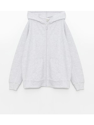 Lc Waikiki Yeni Sezon Kapüşonlu Basic Uzun Kollu Kız Çocuk Fermuarlı Sweatshirt