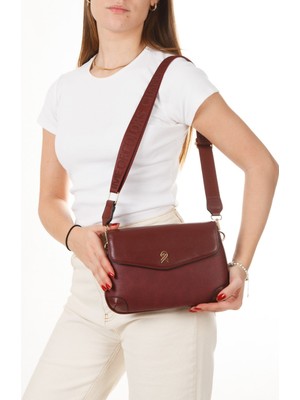 Newish Kadın Deri Uzun Askılı El ve Omuz Çantası – Bordo – NEW364