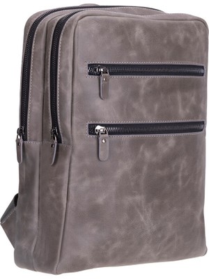 AbbasShop Hidden Castle Deri Sırt Çantası Antik Gri