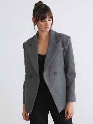 Lc Waikiki Yeni Sezon Kruvaze Yaka Kadın Kaşe Blazer Ceket