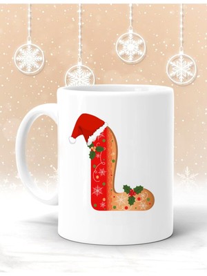 L Harf Baskılı Yılbaşına Özel Kupa Bardak - Yılbaşı Kupa - Noel Hediye - Yılbaşı Hediyesi