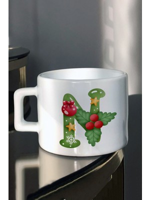 En Iyi Yıl Yılbaşı Yeni Yıl ve Noel Hediyesi Yeşil Harfler Baskılı Çay Kahve Fincanı