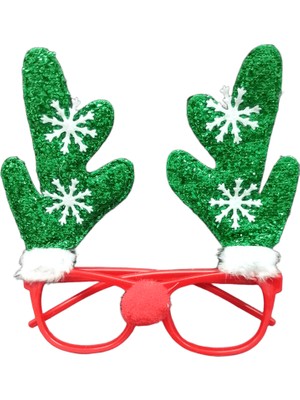 Yılbaşı Gözlüğü Noel Baba Geyik Kırmızı Renkli Sevimli Peluş Unisex Yeni Yıl Gözlük