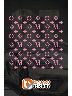 Turuncu Sticker Lv Desen Kaplama Sticker Etiket 25X25 cm - Araç -Motor - Laptop - Kask Etiket
