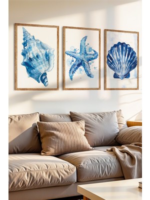 Zevahir Mobilya Dekorasyon 3 Parça Kıyıdan Hatıralar Temalı Ahşap Çereçeve Görünümlü Mdf Tablo Seti