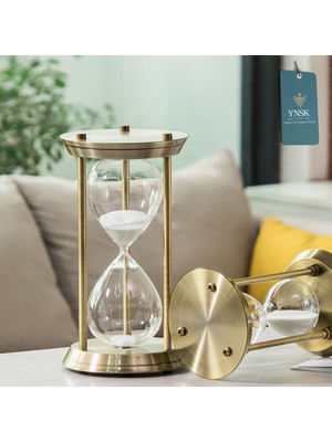 YNSK Roma Sütunu Tasarımlı Dekoratif Metal Kum Saati 60 Dk Büyük Boy Ofis Masa Üstü Obje Eskitme (32X17 Cm)
