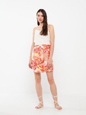 Lc Waikiki Yeni Sezon Bağlama Detaylı Desenli Kadın Etek