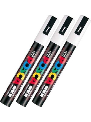 Uni-Ball Posca Pc-1m Boya Sanatı Markör Kalemi Beyaz ( 3 Adet)