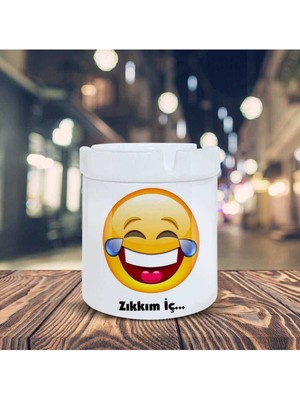 Zıkkım Iç Espirili Gülen Emoji Baskılı Küllük Kül TABLASI-70147