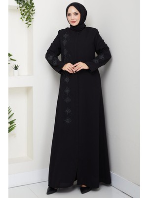 Deri Işlemeli Ferace Siyah HM2849