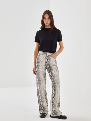 Lc Waikiki Yeni Sezon Straight Fit Desenli Kadın Jean Pantolon