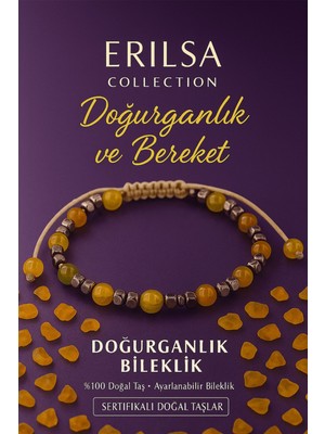 Erilsa Sertifikalı Doğurganlık Bereket Yaşam Enerjisi Bilekliği – Sarı Akik ve Terahertz Doğal Taş