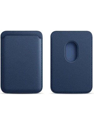 Coverzone iPhone ile Uyumlu 17/16/15/14/13/12 Serisi Telefonlar Için Güçlü Manyetik Magsafe Destekli Deri Kartlık – Ince Cüzdan Telefon Aksesuarı Lacivert