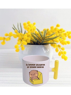 Iç Istemem Çalışayım Sarı Kulplu T Kupa