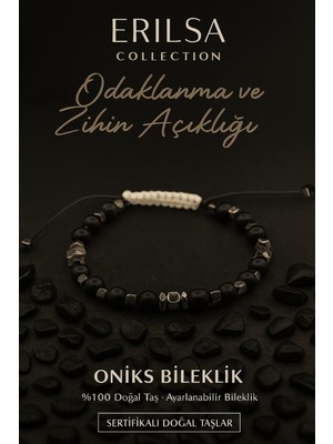 Erilsa Sertifikalı Öğrenme Zihin Açıklığı ve Odaklanma Bilekliği – Oniks ve Terahertz – 6 mm