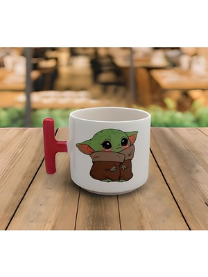 Latte & Espresso El Yapımı Baby Yoda Baskılı T Kulp Kupa 200 ml
