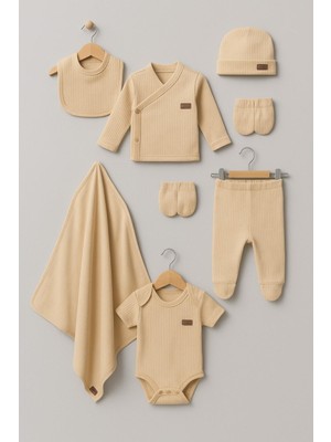 Dinamik çocuk Kız Erkek Bebek Organik %100 Pamuk 7li Yenidoğan Hastane Çıkış Seti (Battaniye Dahil)