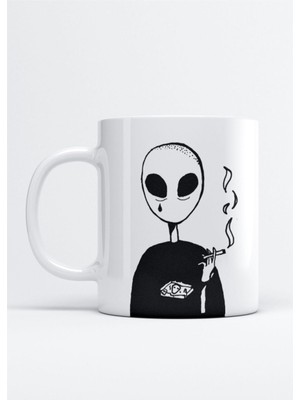 Depresif Uzaylı Baskılı Porselen Kupa Bardak