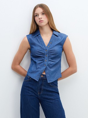 Lc Waikiki Yeni Sezon Gömlek Yaka Kadın Jean Yelek