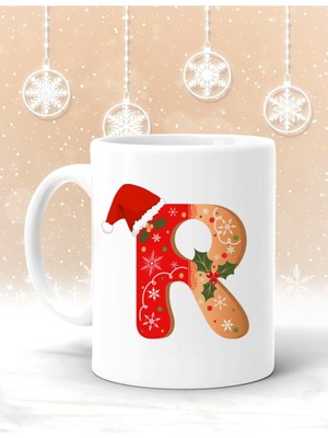 R Harf Baskılı Yılbaşına Özel Kupa Bardak Yılbaşı Kupa Noel Hediye Yılbaşı Hediyesi