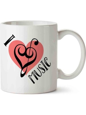 I Love Music 2 Porselen Kupa Bardak