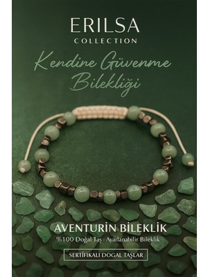 Erilsa Sertifikalı Kendine Güvenme ve Özgüven Bilekliği – Aventurin ve Terahertz Taşı – 6 mm