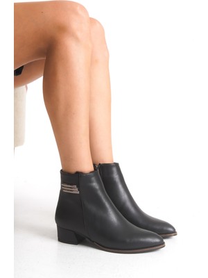 Limeo Kadın Alçak Topuk Metal Detay Fermuarlı Günlük Bot Bootie