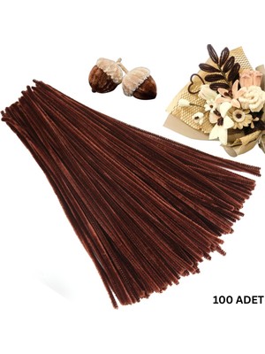 Roco Paper Co. Şönil Tel, El Işi, Dıy, Hobi ve Çiçek Yapım Teli, Kahverengi, 100 Adet, 6 mm - 30 cm