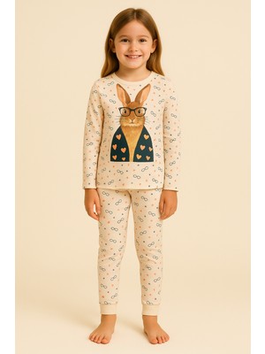 Kız Çocuk Tavşan Desenli Kutulu Pijama Takımı