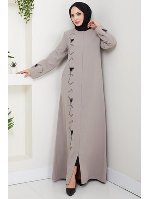 Gizli Patlı Taşlı Ferace Bej HM2851