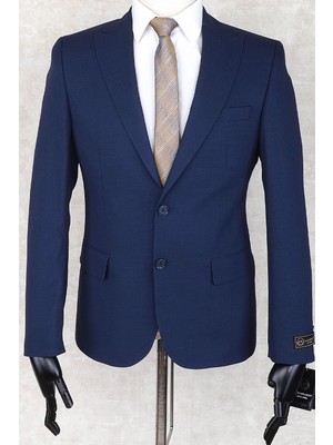 Jan Carlucci Sivri Yaka -2 Düğme Çift Yırtmaç Slimfit Drop 6 Ceket-Lacivert