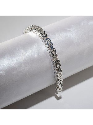 Silvalli 160 Mikron Naturel Kare Kral Gümüş Bileklik